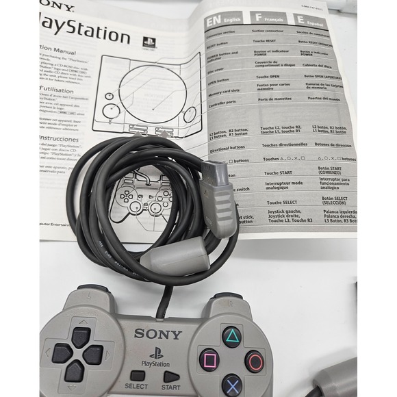 Sony PlayStation Console Complete Bundle Gray Gaming System W/ Controllers - Picture 10 of 15